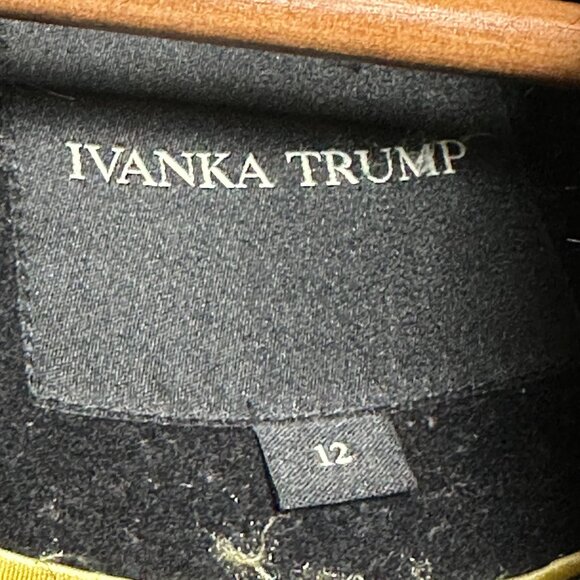 Ivanka Trump Peacoat Jacket Women 12 Black Outerwear Faux Fur Trim Belted Wool - Picture 4 of 16